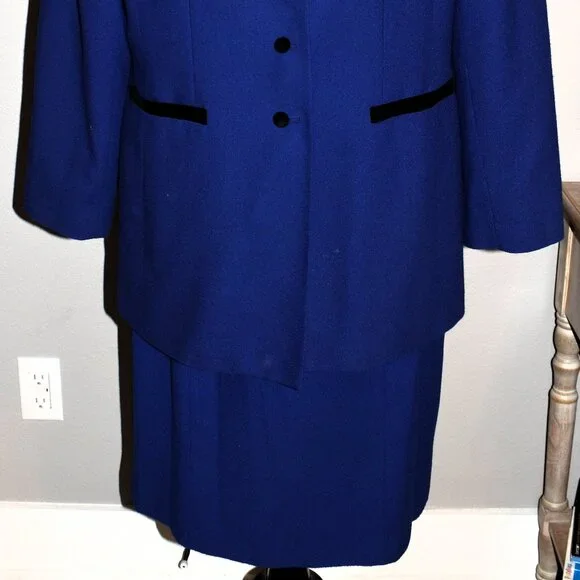 Royal Blue LeSuit Skirt Set Size 14 - Picture 2 of 6